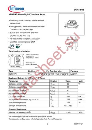 BCR 10PN E6327 datasheet  